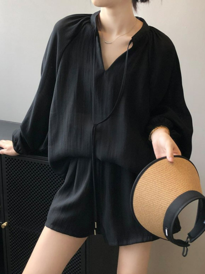 Tyna Casual Top & Shorts Set-The Black Bow-
