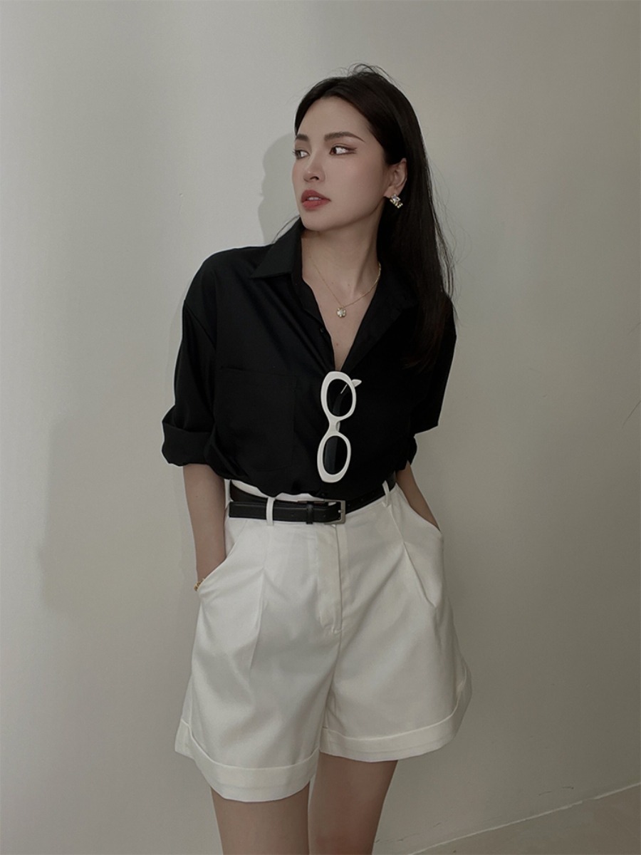 Eumi Drop Shoulder Shirt-The Black Bow-