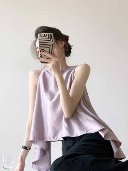 Shivonne Ruffle Side Sleeveless Top-The Black Bow-