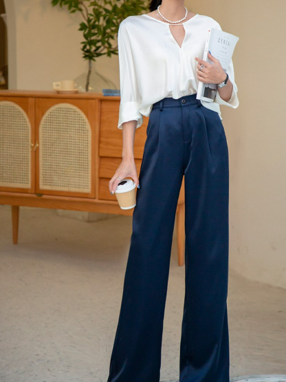 Lennie Silky Straight Cut Pants-The Black Bow-