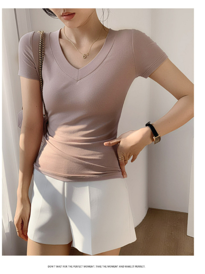 April V-Neck Casual Tee-The Black Bow-