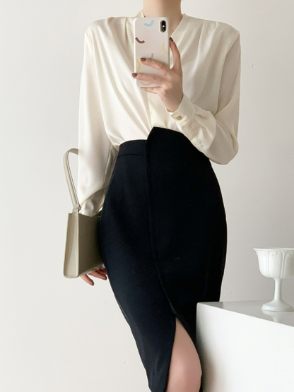 Avalynn Asymmetrical Tulip Skirt-The Black Bow-