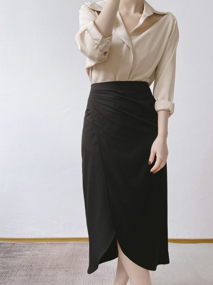 Simone Ruched Tulip Skirt-The Black Bow-