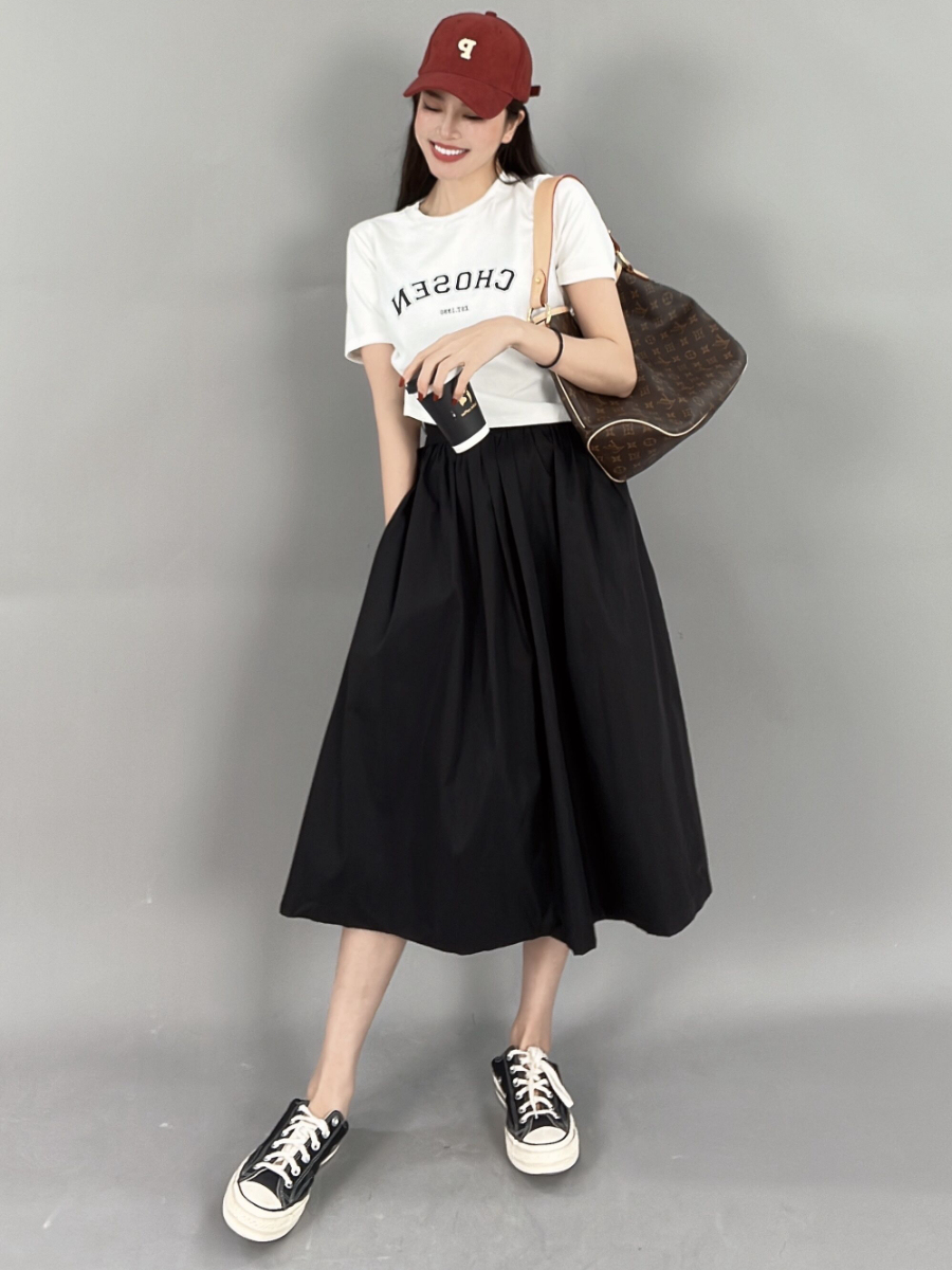 Farren High Waisted A-Line Skirt-The Black Bow-