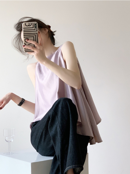 Shivonne Ruffle Side Sleeveless Top-The Black Bow-