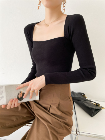 Isla Square Neck Knit Top-The Black Bow-