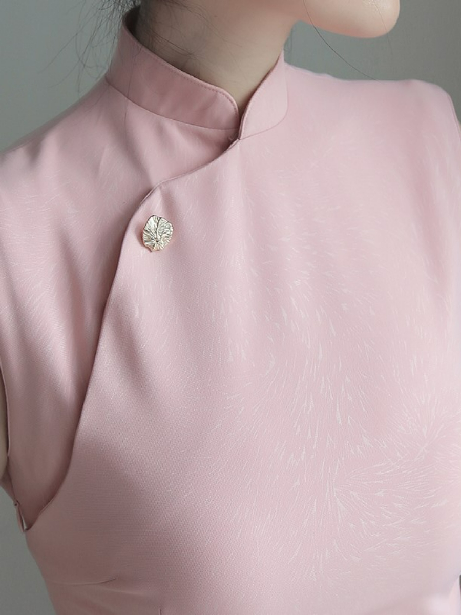 Jin Lei Jacquard Sleeveless Mandarin Collar Cheongsam-The Black Bow-