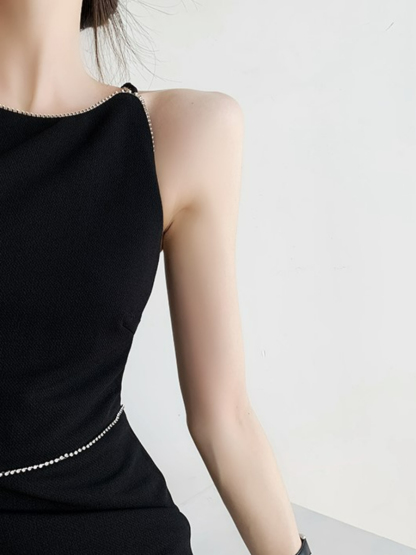 Xantho Bateau Neck Side Slit Dress-The Black Bow-