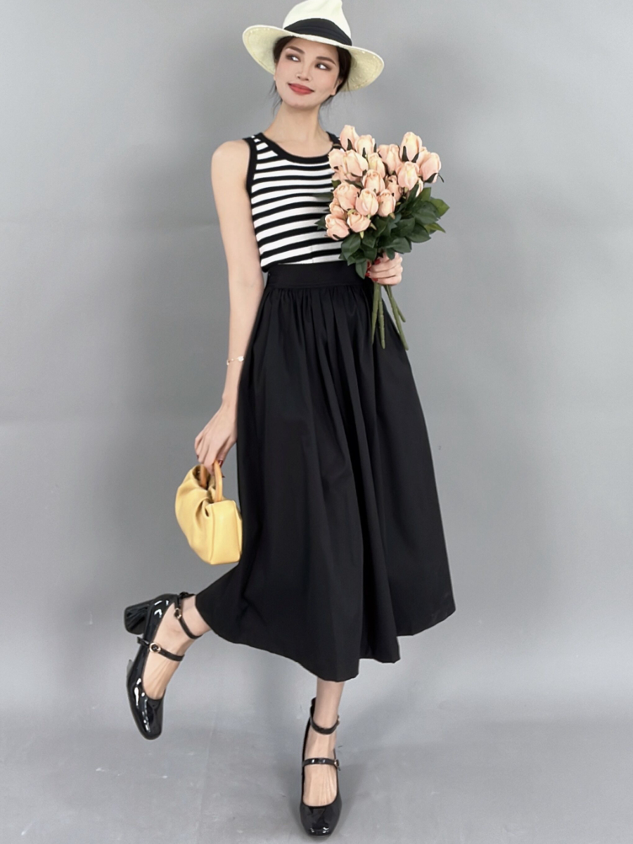 Farren High Waisted A-Line Skirt-The Black Bow-