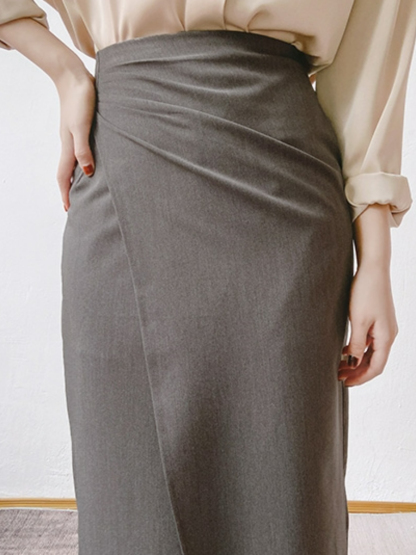 Simone Ruched Tulip Skirt-The Black Bow-