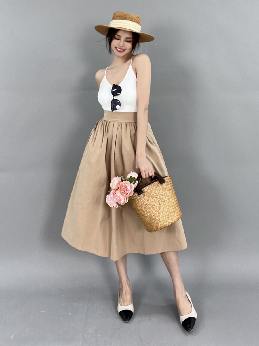 Farren High Waisted A-Line Skirt-The Black Bow-