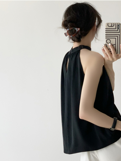 Jaleesa Minimalist Halter Neck Top-The Black Bow-