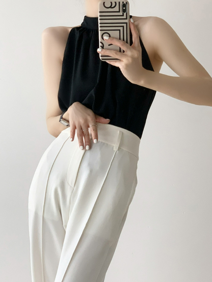 Jaleesa Minimalist Halter Neck Top-The Black Bow-