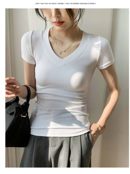 April V-Neck Casual Tee-The Black Bow-