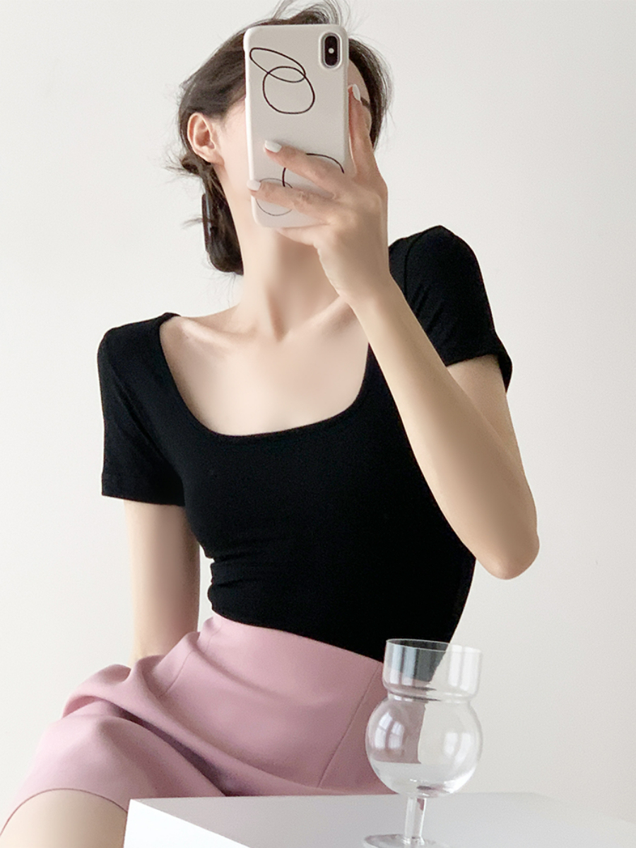 Mirabelle Square Neck Cotton Basic Tee