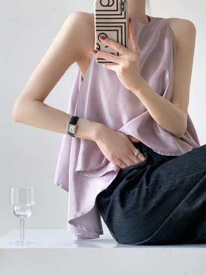Shivonne Ruffle Side Sleeveless Top-The Black Bow-