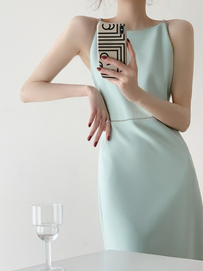 Xantho Bateau Neck Side Slit Dress-The Black Bow-