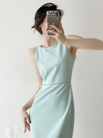 Xantho Bateau Neck Side Slit Dress-The Black Bow-