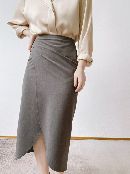 Simone Ruched Tulip Skirt-The Black Bow-