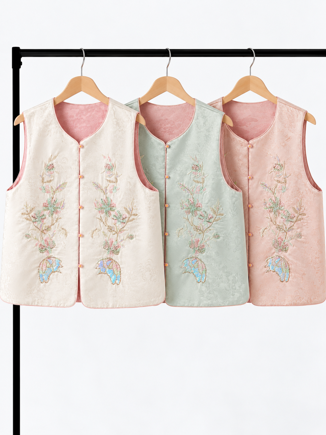 Yun Zhi Silk-Brocade Embroidered Vest