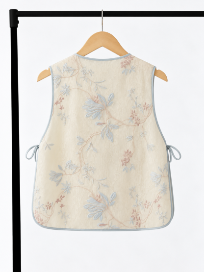 Yun Xi Orchid-Embroidered Sheer Vest