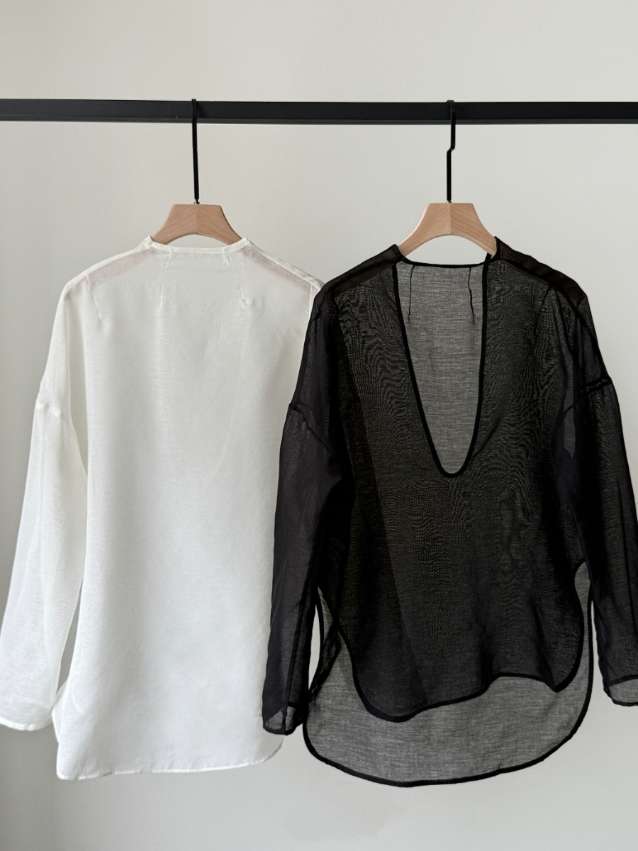 Viori Sheer Linen Top-The Black Bow-