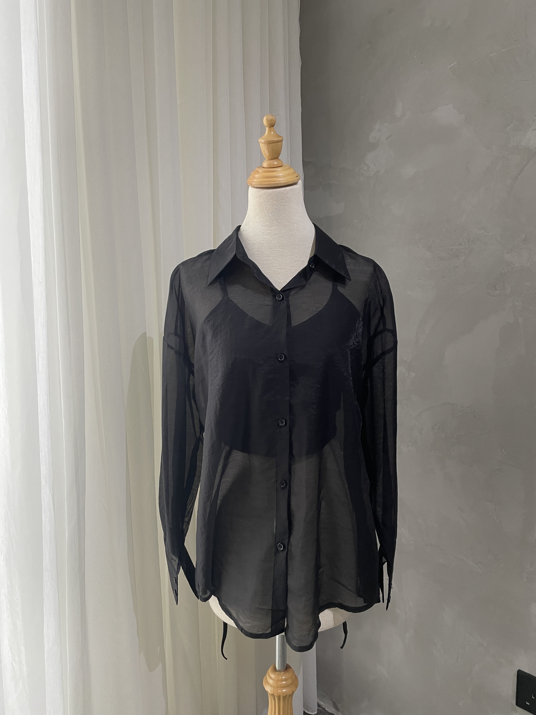 Leyla Tie Back Chiffon Shirt with Padded Inner Top-The Black Bow-