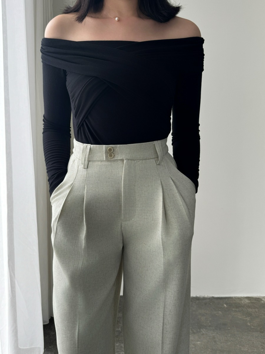 Shantae Double Button High Waist Wide Leg Pants-The Black Bow