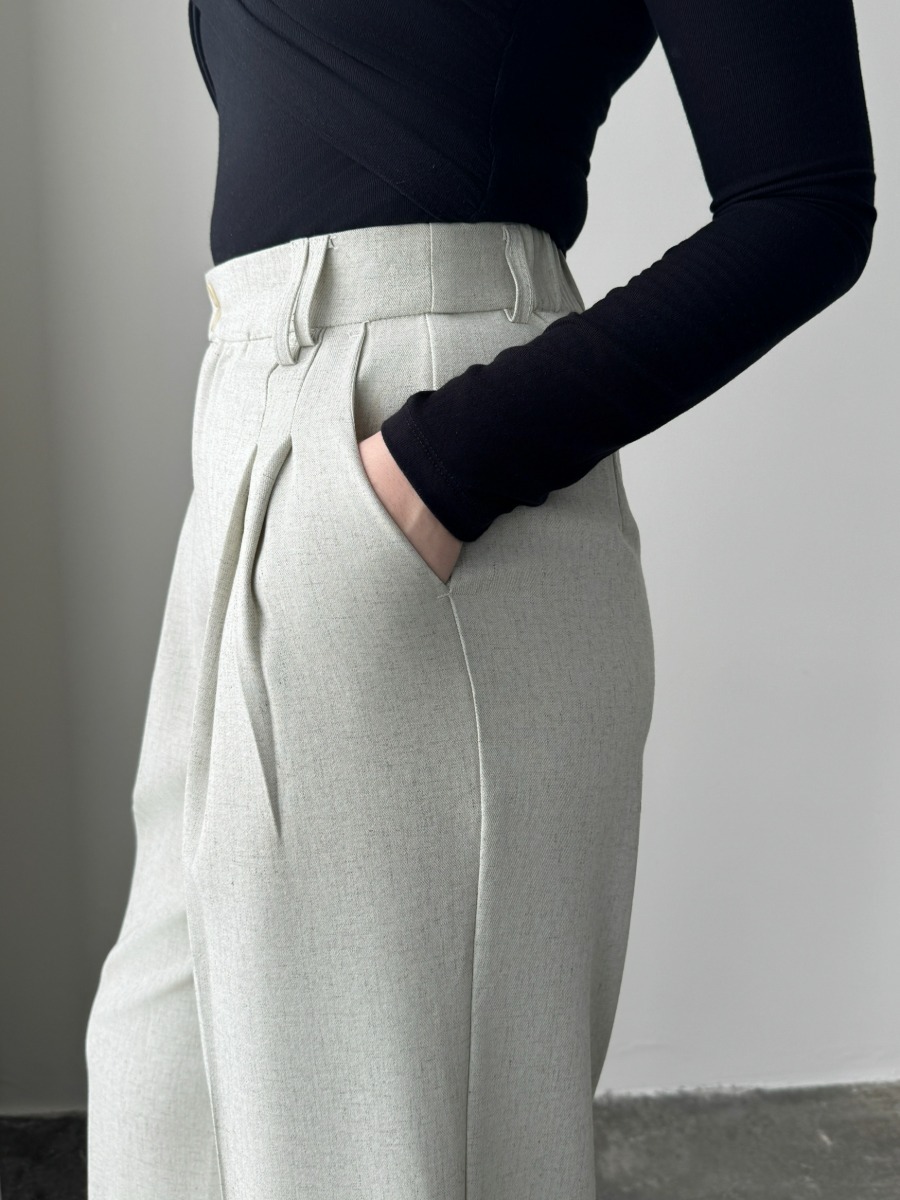 Shantae Double Button High Waist Wide Leg Pants-The Black Bow