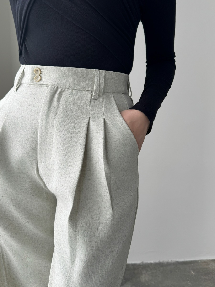 Shantae Double Button High Waist Wide Leg Pants-The Black Bow