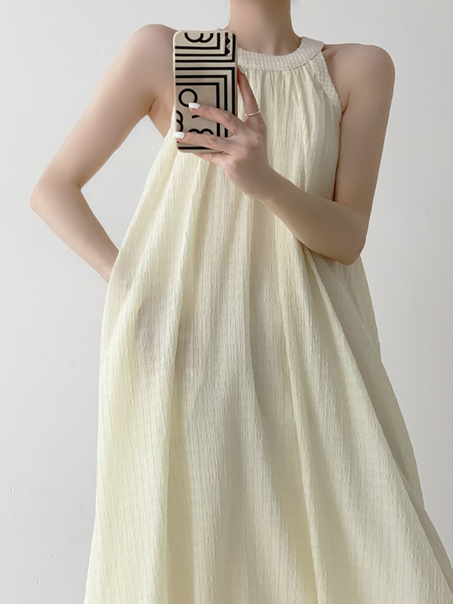 Julia Halter Neck Trapeze Dress-The Black Bow-