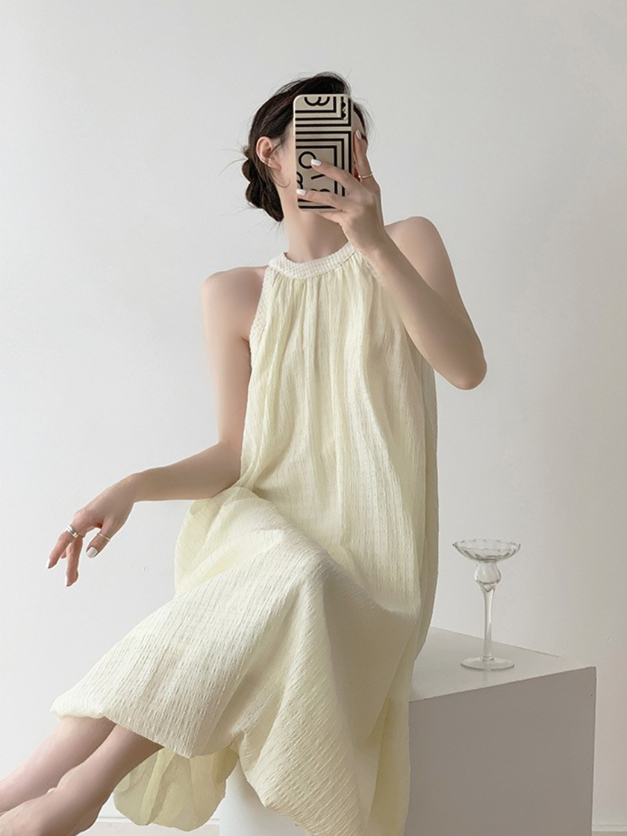 Julia Halter Neck Trapeze Dress-The Black Bow-