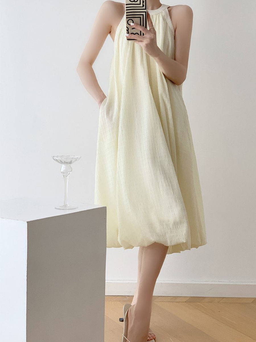 Julia Halter Neck Trapeze Dress-The Black Bow-