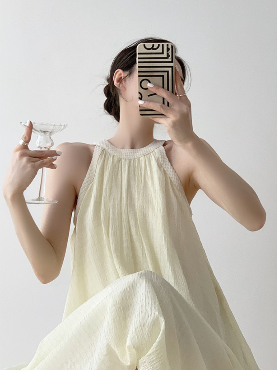 Julia Halter Neck Trapeze Dress-The Black Bow-