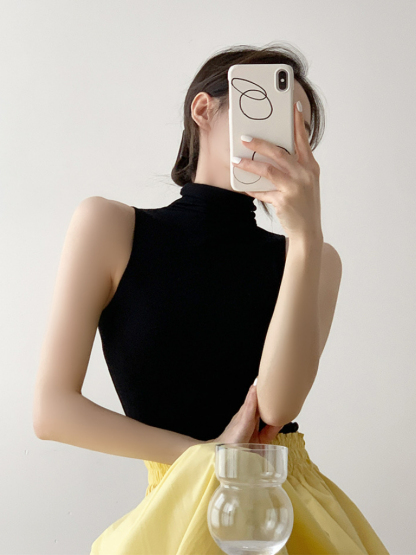 Madilyn Turtle Neck Sleeveless Knit Top-The Black Bow-