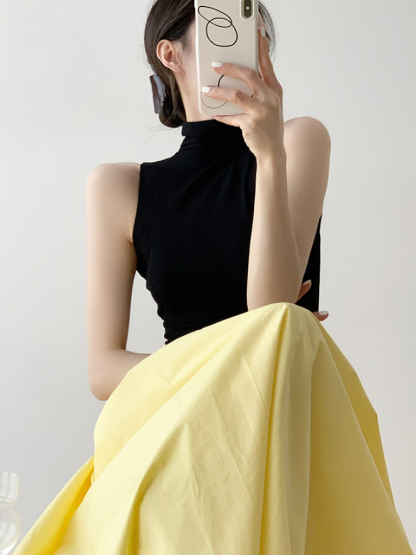 Madilyn Turtle Neck Sleeveless Knit Top-The Black Bow-