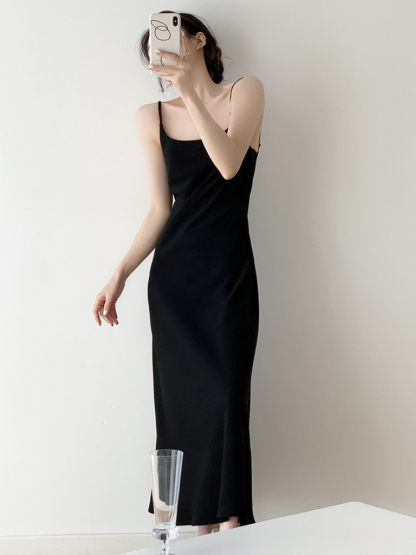 Mary Low Back Cami Dress-The Black Bow-