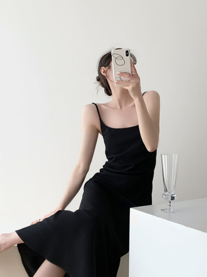 Mary Low Back Cami Dress-The Black Bow-
