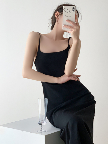 Mary Low Back Cami Dress-The Black Bow-