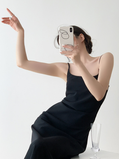 Mary Low Back Cami Dress-The Black Bow-