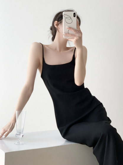 Mary Low Back Cami Dress-The Black Bow-