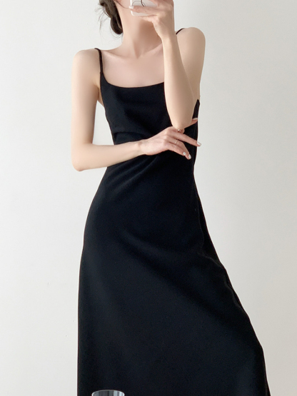 Mary Low Back Cami Dress-The Black Bow-