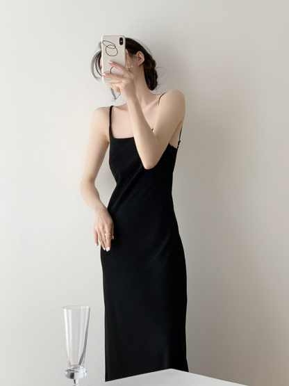 Mary Low Back Cami Dress-The Black Bow-