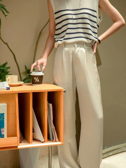 Lennie Silky Straight Cut Pants-The Black Bow-