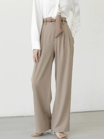 Ollie Straight High Waisted Cut Pants (Discounted-S Size)-The Black Bow-