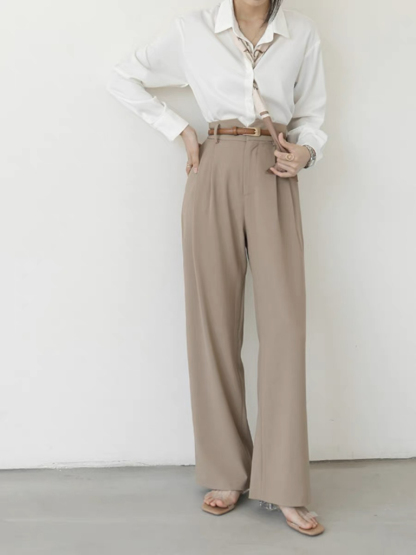 Ollie Straight High Waisted Cut Pants (Discounted-S Size)-The Black Bow-