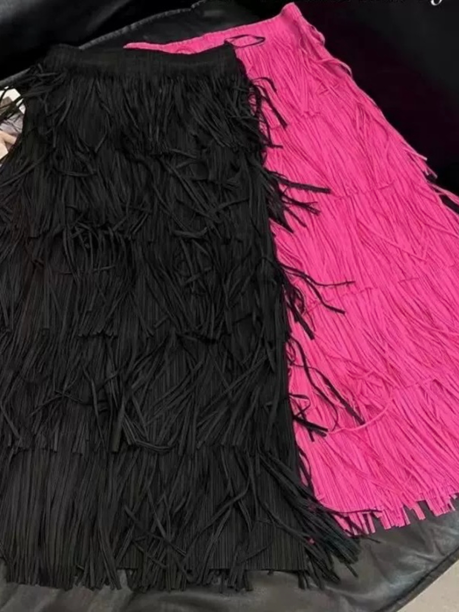 Dadey Layered Tassel Maxi Skirt-The Black Bow-