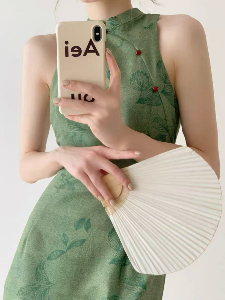 Wen's Back Lace Cheongsam - Green-The Black Bow-