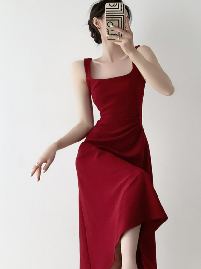 Nashla Square Neck Fit & Flare Dress -The Black Bow-