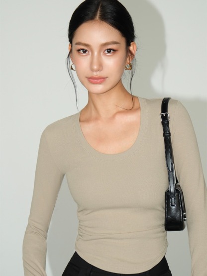Marle Round Neck Long Sleeve Top-The Black Bow-